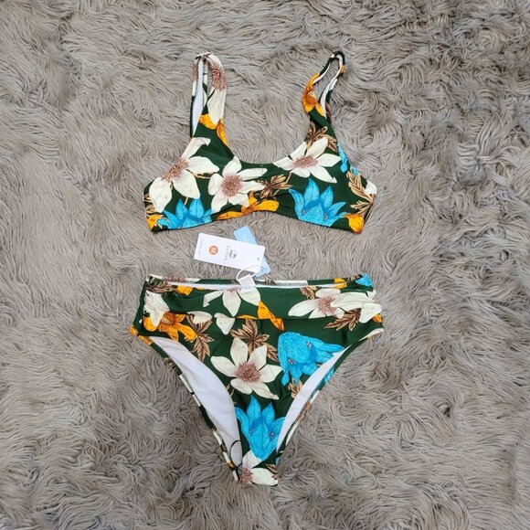 Dark Green Floral Bikini - Picture 7 of 7